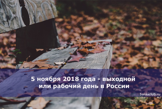 5 ноября 2018 года - выходной или рабочий день в России