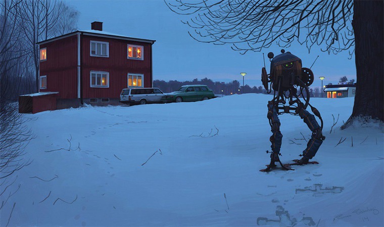 Жизнь после нашествия инопланетян в работах шведского художника Simon Stalenhag, фото № 15
